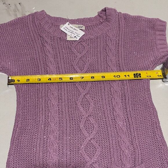 Shrinking Violet | Girls Cable Knit Purple Silver Glitter Sweater Dress - Picture 14 of 15